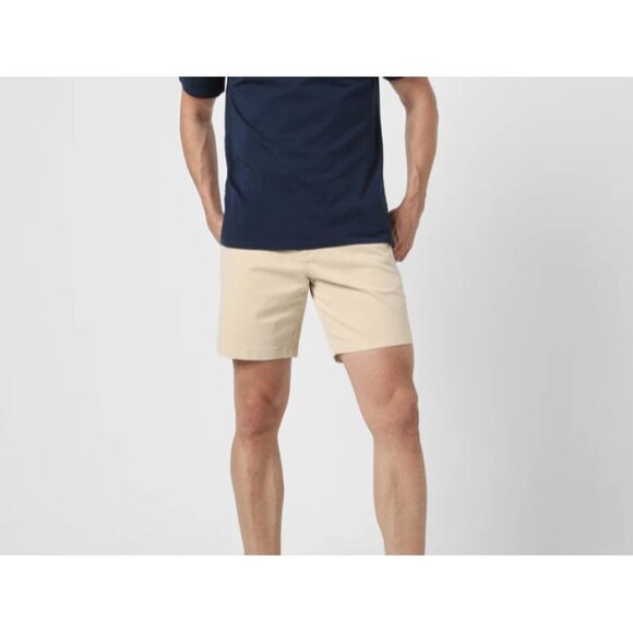Bear Bottom Men Shorts Medium Sand Dune Tan Elastic 7” Inseam Cotton Stretch NWT - Picture 3 of 5